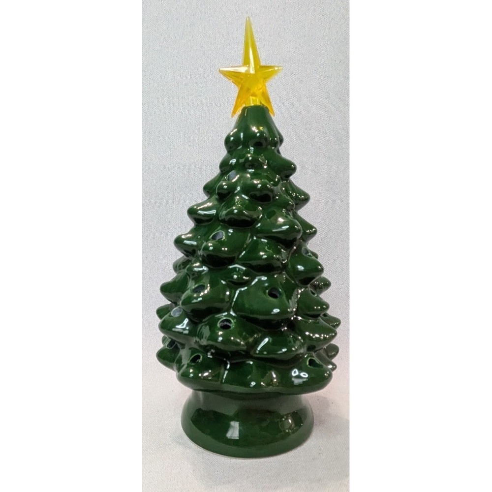 Ceramic Christmas Tree Unisex 10in Green Excellent Vintage Style Light